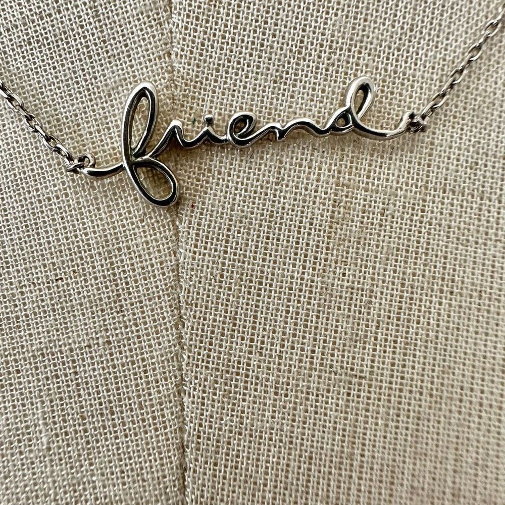 Kathy Davis scatter joy friend script  silver plated pendant necklace